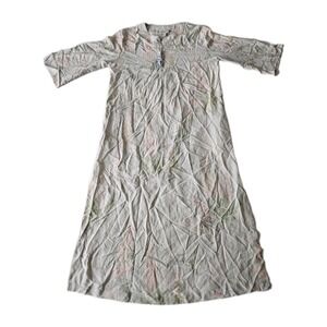 Vtg Lejaby Paris Light Floral Silk Cheongsam Tassle Pretty House Night Gown P